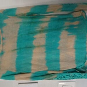 Shirt vintage casual multi color blue rust color blouse and BCBG Grey waist off